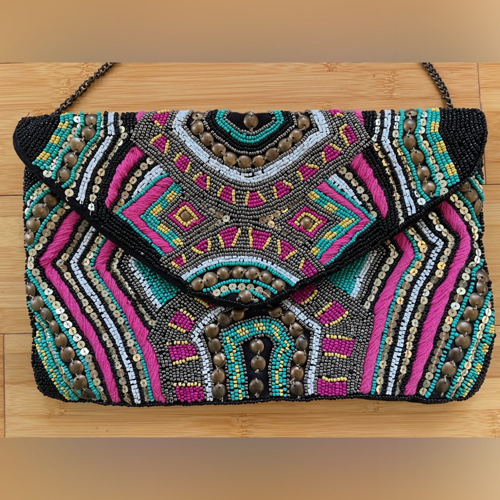 Multicolor Beaded Shoulder Bag